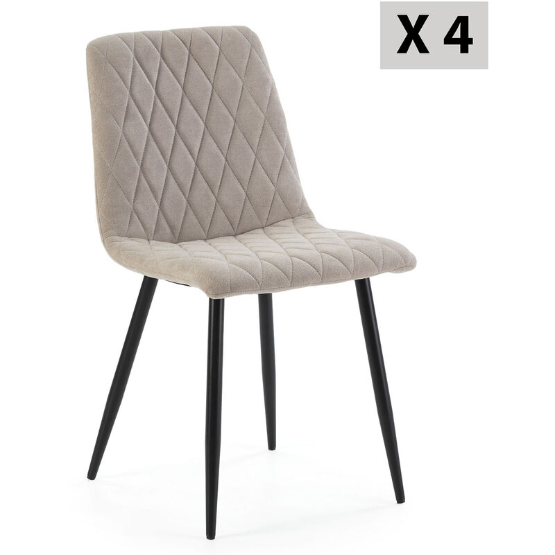 Vs Venta-stock - Pack 4 chaises Abril recouvertes de tissu beige