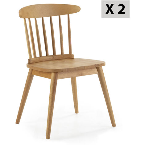 Pack 2 chaises Ben en bois couleur chêne
