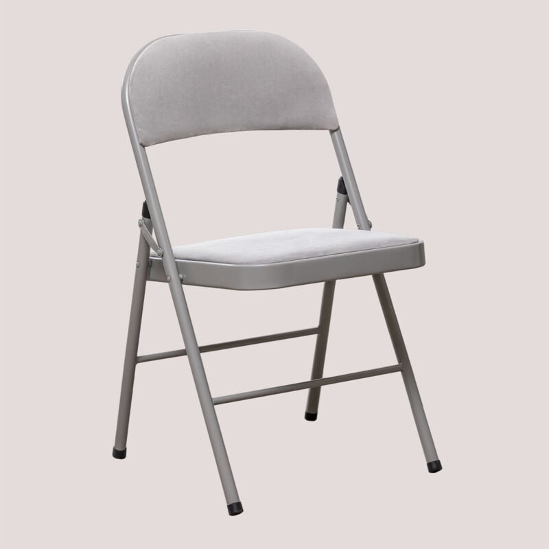 Sklum - Pack 2 Chaises Pliantes en Velours Keiren Gris Perle