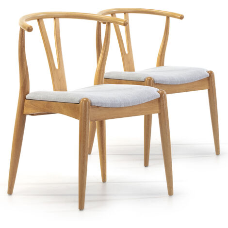 VS VENTA-STOCK Pack 2 chaises Rustic, Couleur Chêne, Bois Massif, 55 cm x 54,5 cm x 76 cm