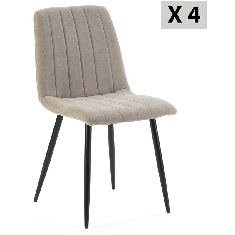 Vs Venta-stock - Pack 4 chaises Sagi recouvertes de tissu beige