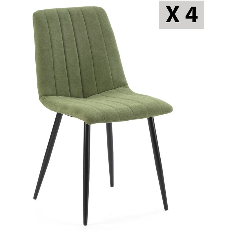 Vs Venta-stock - Pack 4 chaises Sagi recouvertes de tissu vert