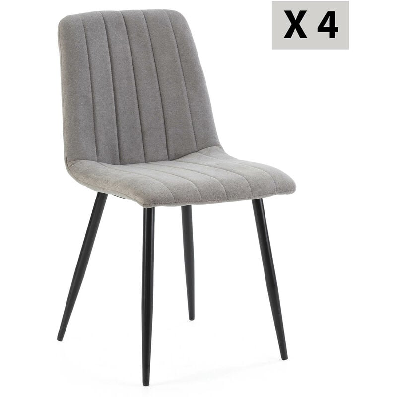 Vs Venta-stock - Pack 4 chaises Sagi recouvertes de tissu gris