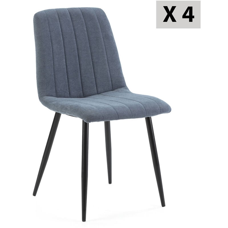 Pack 4 chaises Sagi recouvertes de tissu bleu