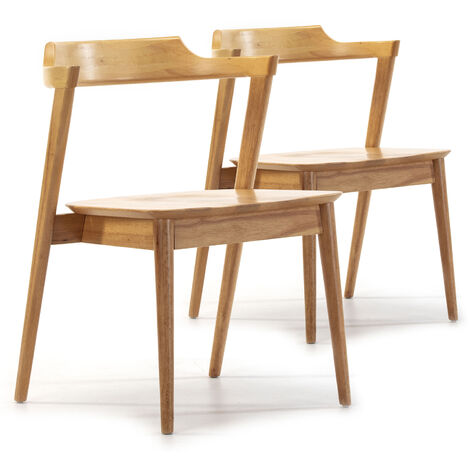 VS VENTA-STOCK Pack 2 chaises Venus, Couleur Chêne, Bois Massif, 58 cm x 57,5 cm x 76 cm