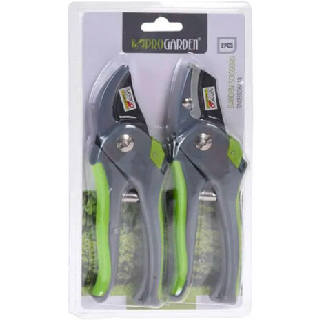 Pack 2 Ciseaux D´Élagage Avec Manche En Plastique Vert Progarden