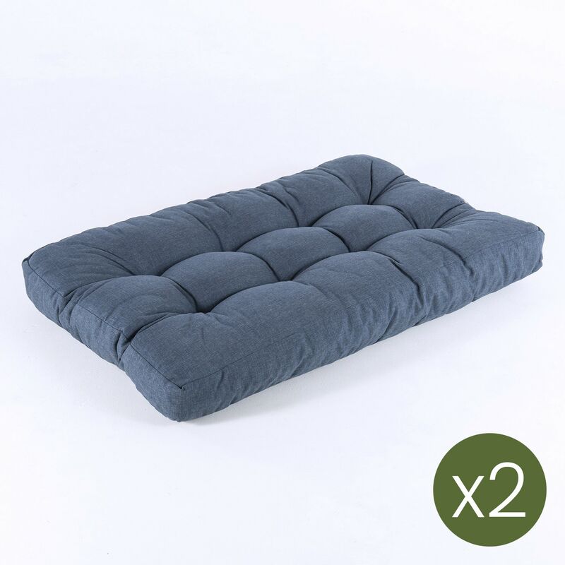 

Pack 2 cojines asiento para palet | TamaÃƒÂ±o: 80x120x16 cm | Olefin color azul | Repelente al agua