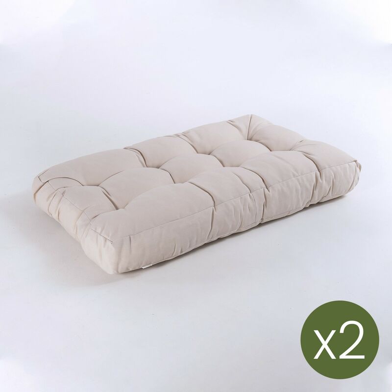 

Pack 2 cojines asiento para palet | TamaÃƒÂ±o: 80x120x16 cm | Lux Color crema | Repelente al agua | Portes gratis