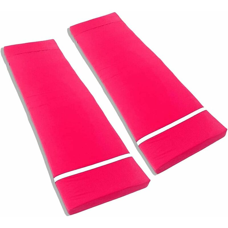 

Pack 2 cojines de tumbona para exteriores, 180 x 55 x 8 cm Alfombra para tomar el sol, Cojín de tumbona liso, Funda de tela y relleno de fibra (Rosa,