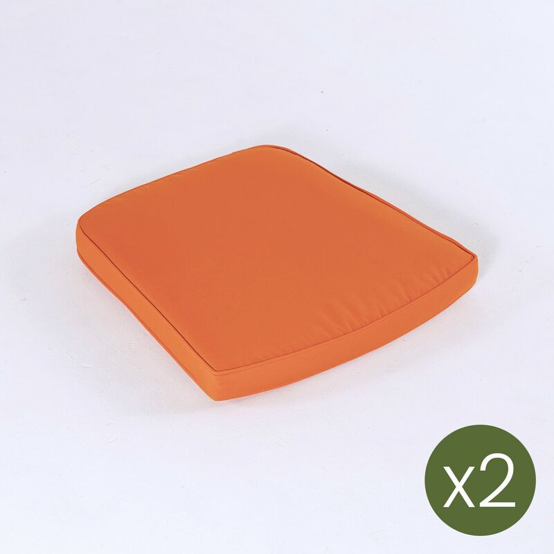 

Pack 2 cojines para sillas de jardÃƒÂ­n | Forma curva | color naranja | TamaÃƒÂ±o 45x47x5 cm | Repelente al agua | Desenfundable