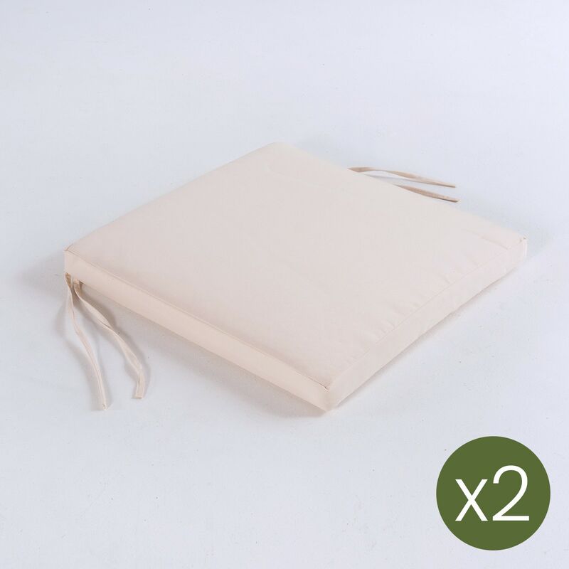 

Pack 2 cojines para sillas de jardÃƒÂ­n color beige | TamaÃƒÂ±o 44x44x5 cm | Repelente al agua | Desenfundable | Portes gratis