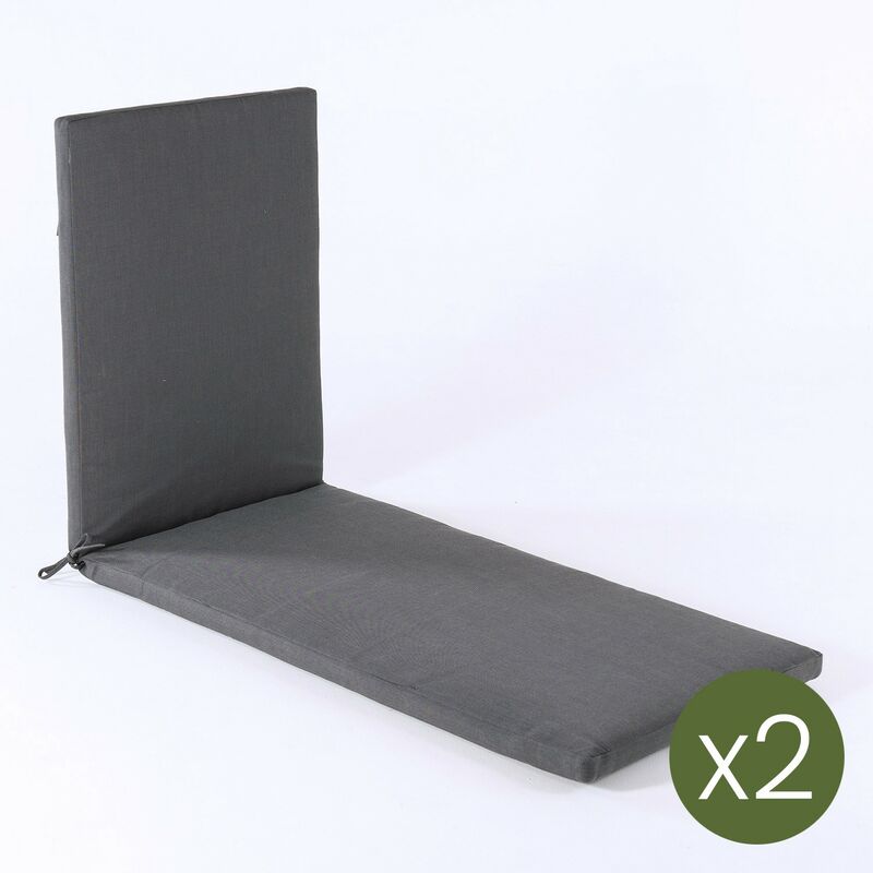 

Pack 2 cojines para tumbona de exterior color Lux antracita | TamaÃƒÂ±o 196x60x5 cm | Repelente al agua | Desenfundable | Portes