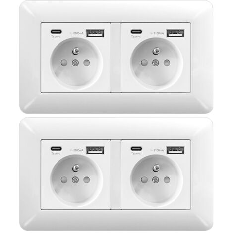 Pack 2 Enchufe Doble con USB 16A – Toma Corriente