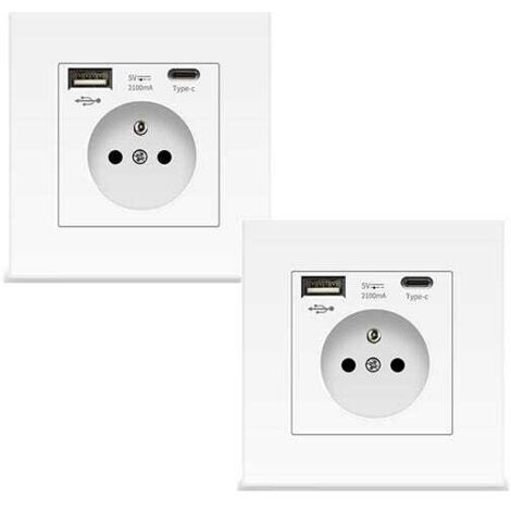 Pack 2 Enchufes de Pared USB Tipo-C – Toma Corriente 5V 2100mA