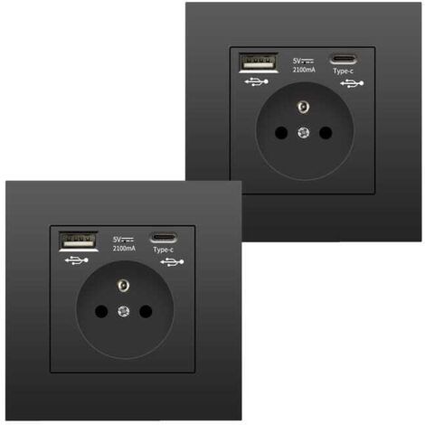 Pack 2 Enchufes Pared USB Tipo-C – Toma Corriente 5V 2100mA