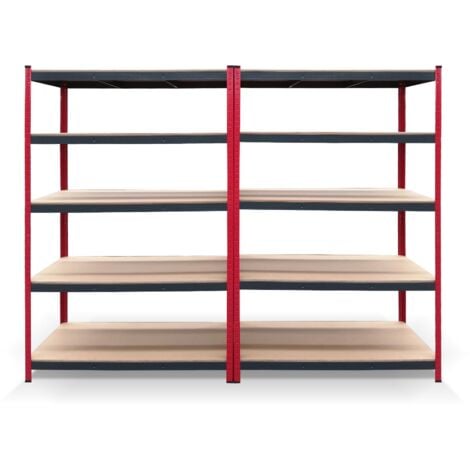 CATTER HOUSE Pack 2 Estanterías Metálicas CATTERHOUSE Rack Cargo Advance 120 - 120x60x180cm de Acero Galvanizado y MDF con Baldas Ajustables