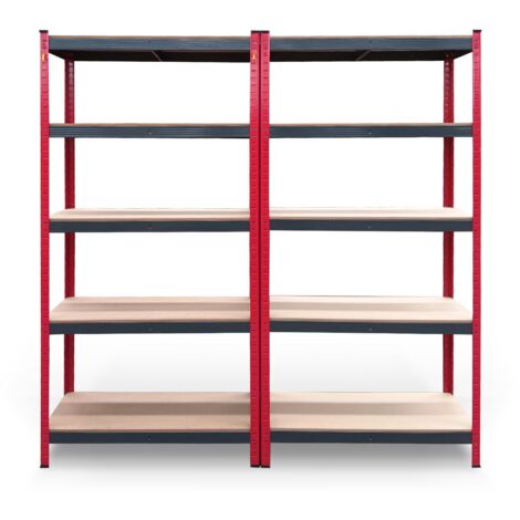 CATTER HOUSE Pack 2 Estanterías Metálicas CATTERHOUSE Rack Cargo Advance 90 - 90x40x180 cm de Acero Galvanizado y MDF con Baldas Ajustables