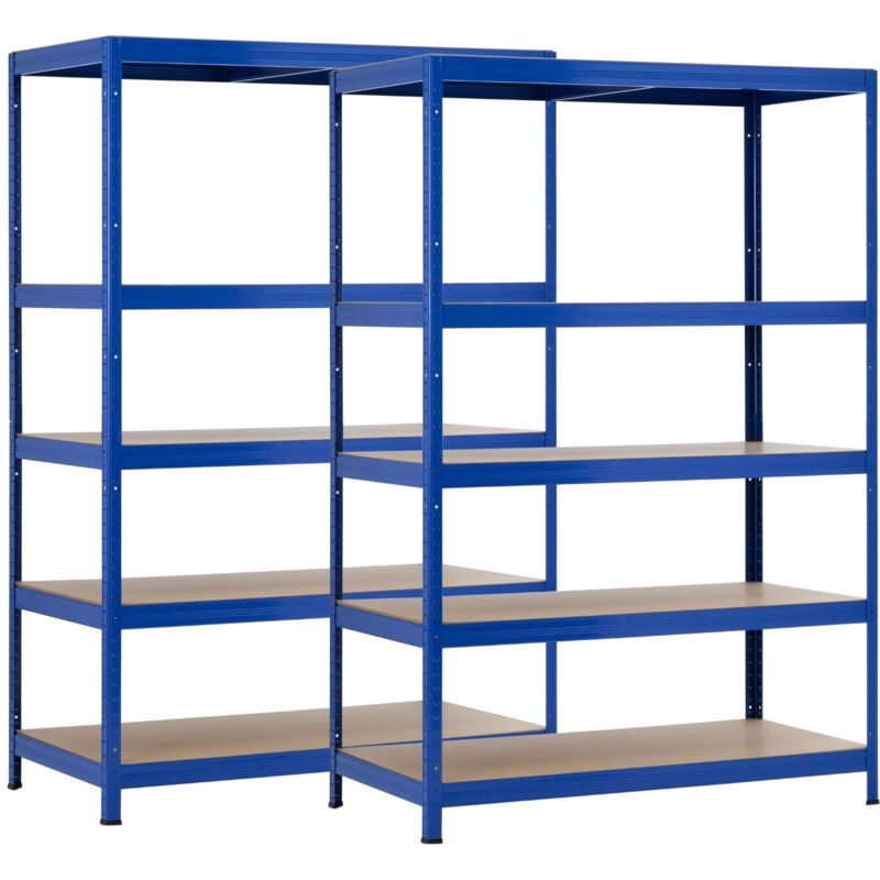 

Pack 2 Estanterías Modulares Azul con 5 Baldas Ajustables 180x120x60cm 1250Kg 7house