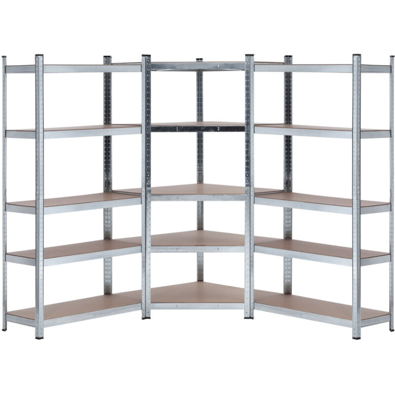 

Pack 2 Estanterías Modulares y 1 Estantería Esquinera Galvanizadas 5 Baldas Ajustables GH91