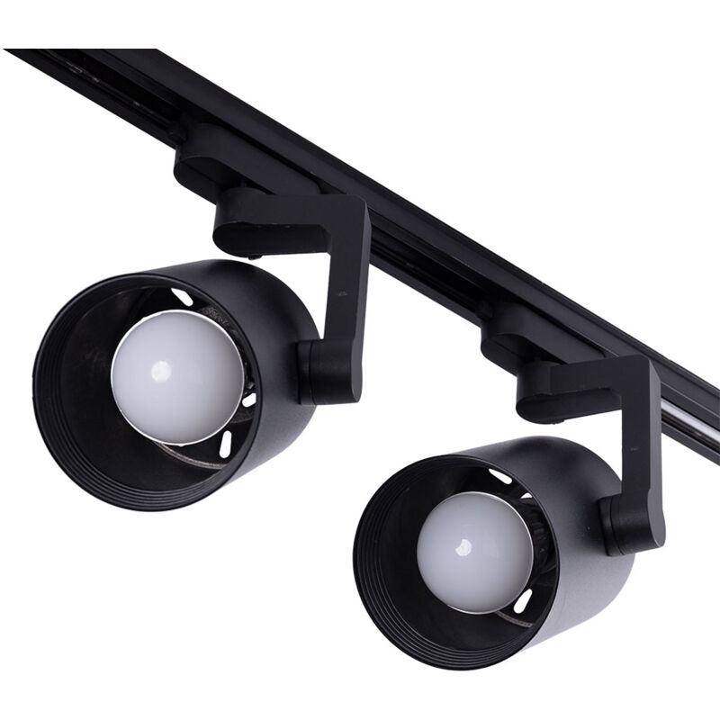 Greenice - Pack 2 Éclairage sur rail Moonphasé E27 PAR30/A65 - Noir