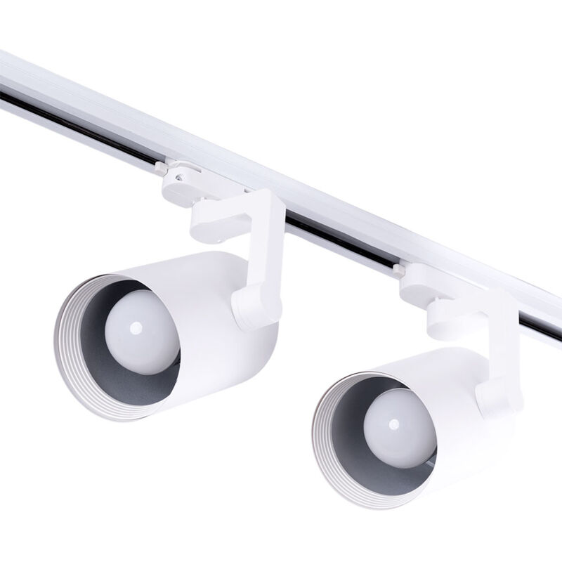 Greenice - Pack 2 Éclairage sur rail Moonphasé E27 PAR30/A65 - Blanc