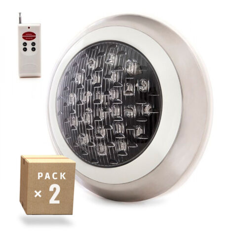 Pack 2 Foco de Piscina LED Superficie Ø300Mm Multicolor Mando a Distancia 24W | RGB (KD-FPS-63-24W-RGB-PK2-AP)
