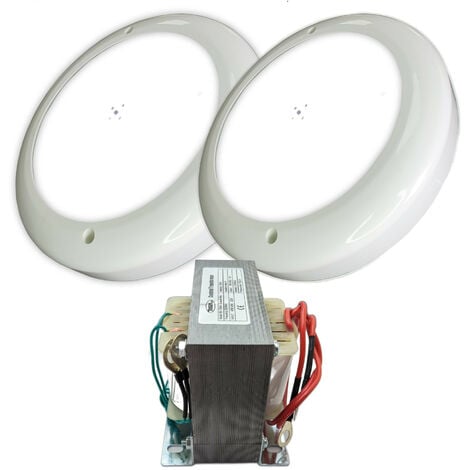 Pack 2 Focos LED Blanco Airless relleno de resina 30W para piscina con transformador