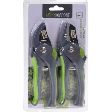 Pack 2 Gartenscheren mit grünem Kunststoffgriff Progarden
