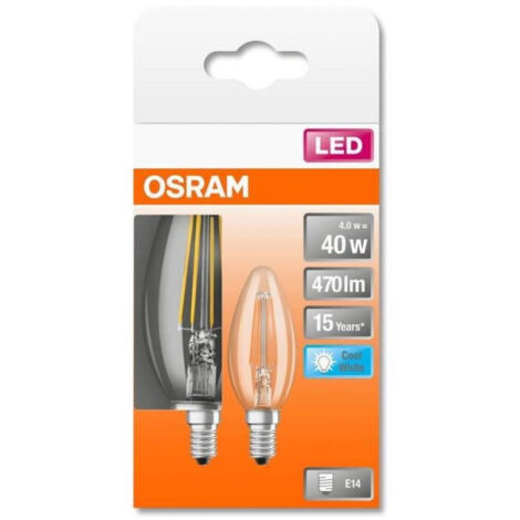 Pack 2 Lampadina LED OSRAM B E14 Trasparente 4W 470Lm 4000K IP20 300° [LV-4058075435261]
