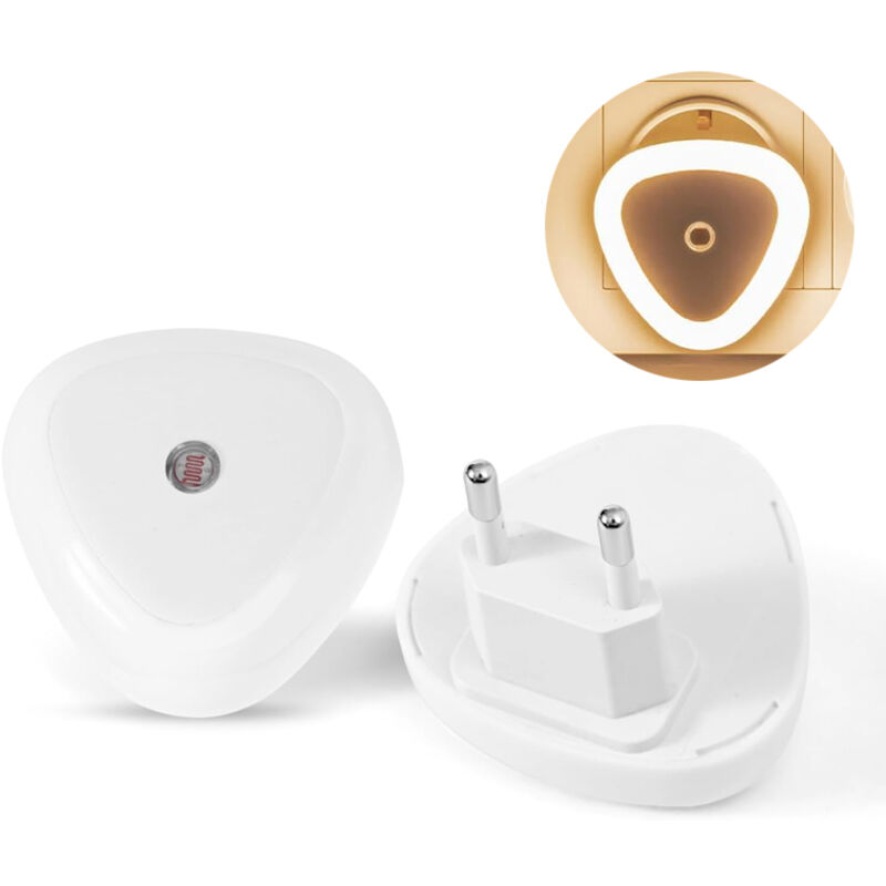 Pack 2 Lámparas de Noche LED con Sensor Crepuscular – Luz Cálida Automática para Dormitorio, Baño y Pasillo