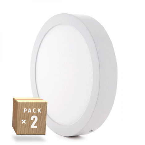 Pack 2 LED-Deckenleuchten 24W 1778Lm 2700ºK Oberfläche 40.000H [HO-PLAF-C-24W-WW-PK2-AP]