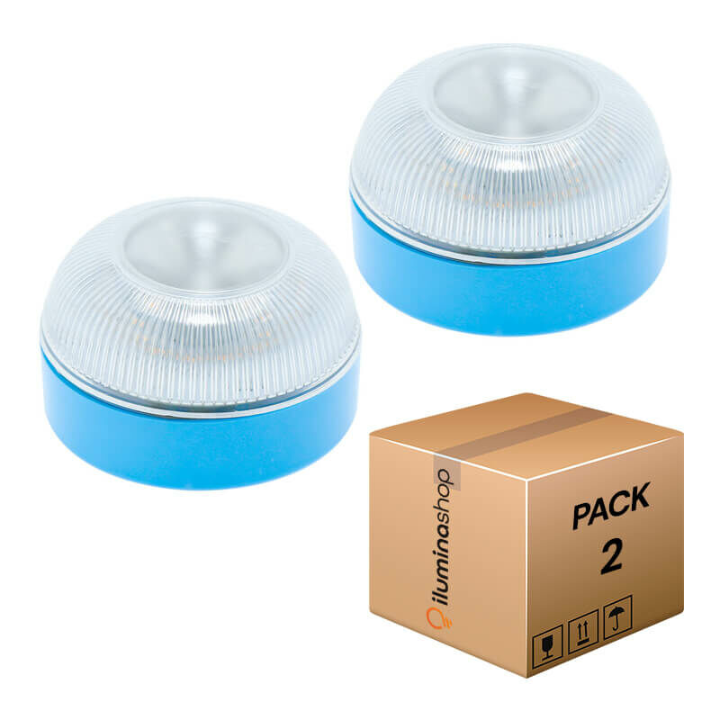 

Pack 2 Luces de Emergencia LED para Coches V16 IP65 Homologada DGT + Base Magnética (Batería Incluida) Blanco Cálido 3000K Azul,Opal | IluminaShop