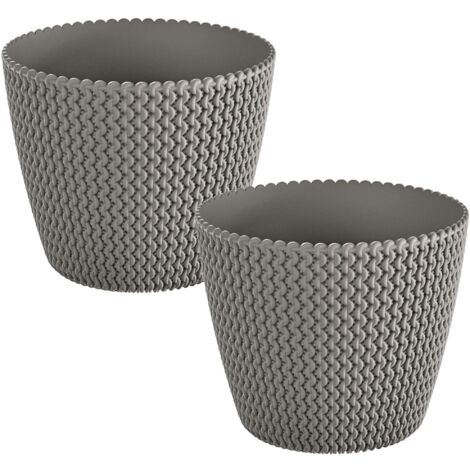 Pack 2 Macetas redondas 11L de plástico  Ø29,5 x 24,9 cm - Gris