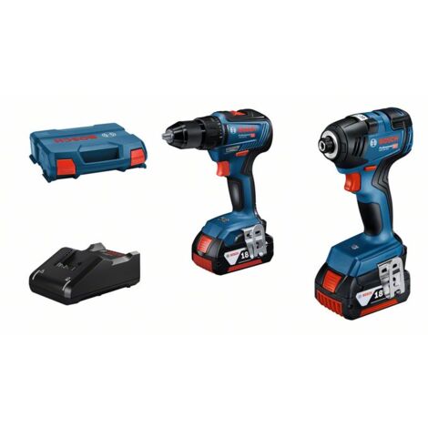 Pack 2 outils 18V (GDR18V-200 + GSR18V-55 Professional) + 2 batteries 4Ah + chargeur en coffret L-Case - BOSCH - 06019J2108