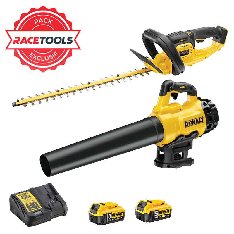 Pack 2 outils Dewalt DCKRT02GA Souffleur + Taille-haie 18V + 2 batteries + chargeur