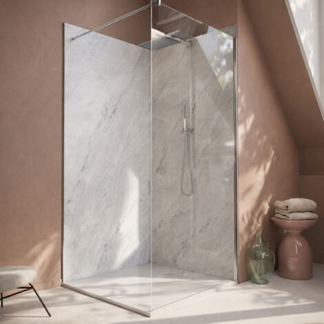 pack 2 panneaux muraux pierre artic storm 100x210cm + profilés chrome - stone'it