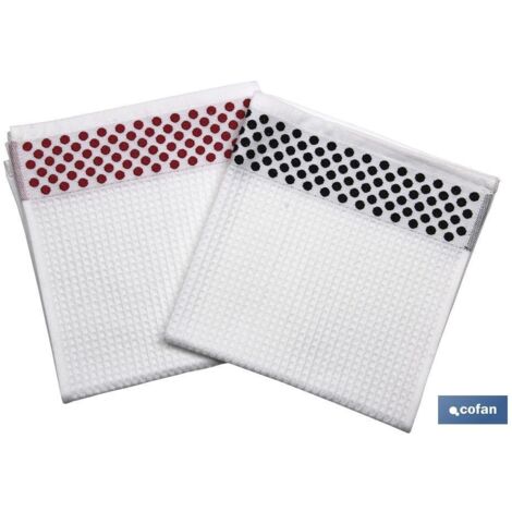 PACK 2 PAÑOS COCINA 50X50 NEGRO/ROJO MODELO MENCÍA