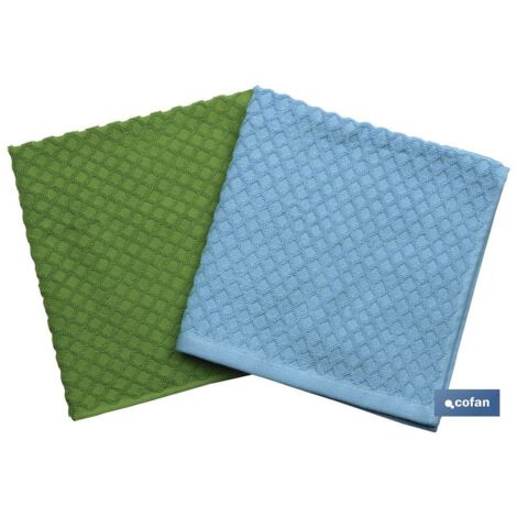 Pack 2 paÑos cocina 50x50 verde/azul modelo merlot