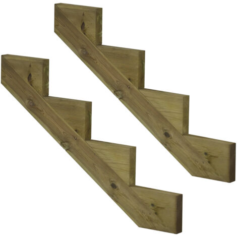 Pack 2 pièces - Limon bois autoclave - 4 marches - H 68cm