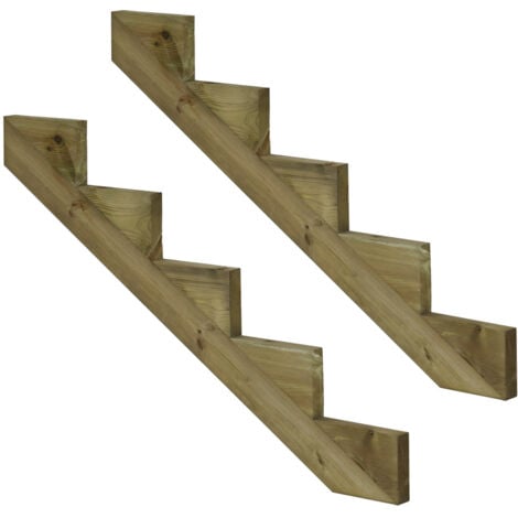 Pack 2 pièces - Limon bois autoclave - 5 marches - H 85cm