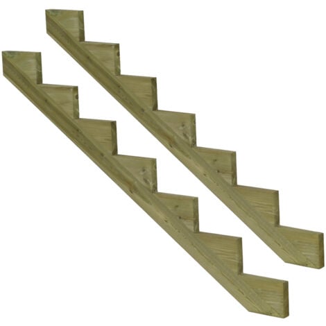 Pack 2 pièces - Limon bois autoclave - 7 marches - H 119cm