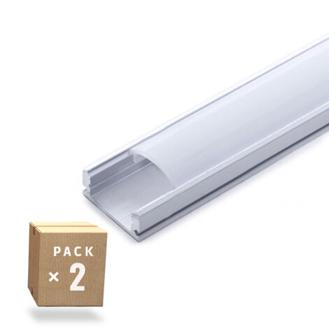 Pack 2 Profil de Aluminium para LEDs Diffuseur laiteux Bande 2M