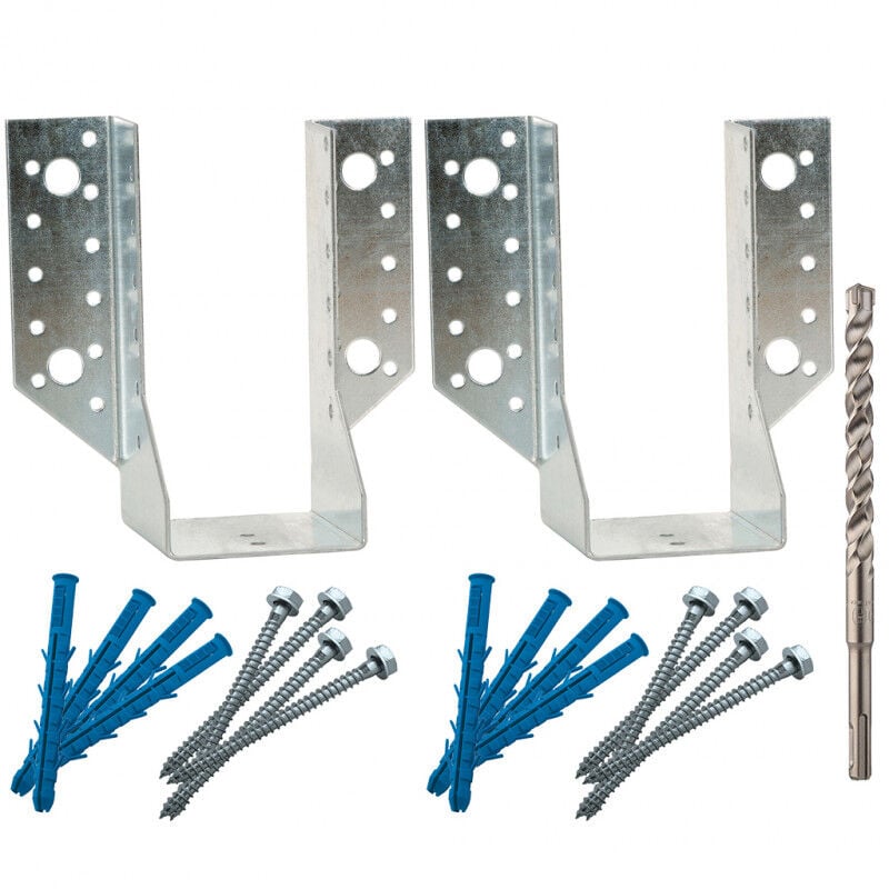 Simpson Strong Tie - Pack 2 Sabots solive à ailes extérieures SAE340/64/2 simpson + Chevilles et Tirefonds + Foret