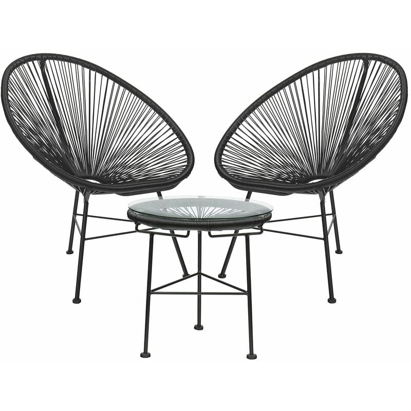 

Set 2 Sillas & 1 Mesa en Polietileno y Acero New Acapulco Negro - Sklum