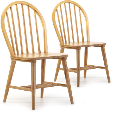 Pack 2 sillas Clarck Color Roble, Madera Maciza, 48 cm (Largo) 48 cm (Profundo) 92 cm (Alto)