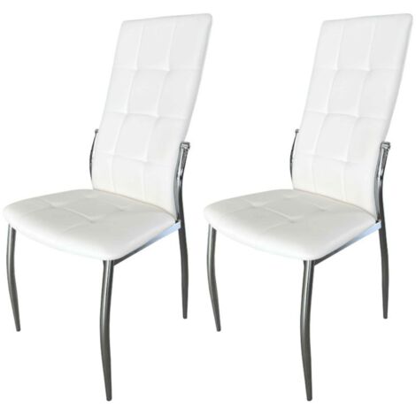 Pack 2 Sillas Comedor Laci Estilo Moderno Polipiel Cromadas Blanco 101x51x45 cm