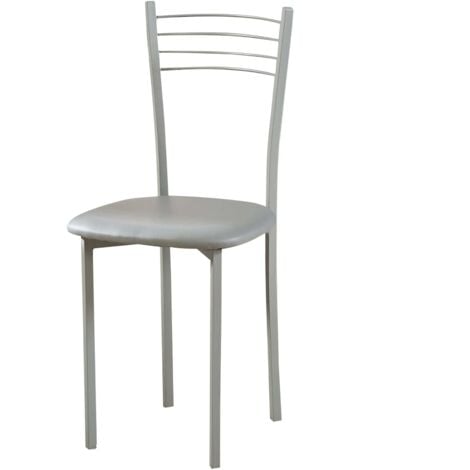 Pack 2 Sillas de Cocina Estilo Moderno en Color Gris de Metal y Poliuretano 89x40x45 cm