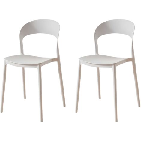 Pack 2 Sillas de Cocina Princeton Respaldo Redondeado Estilo Moderno en Color Blanco