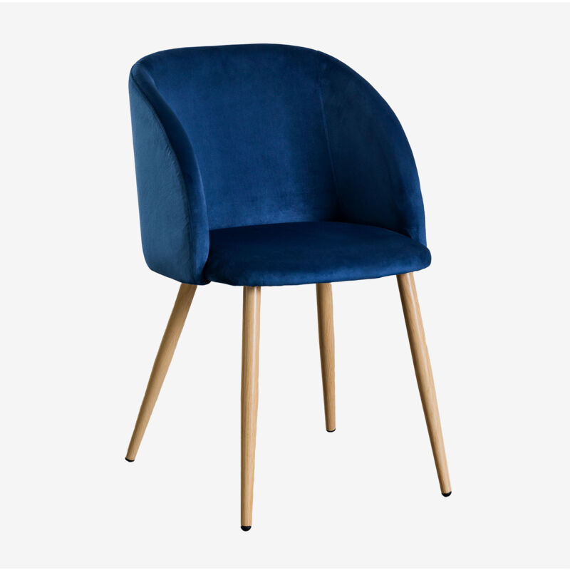 

PACK 2 Sillas de Comedor en Terciopelo con Reposabrazos Kana Azul Marino Azul Marino - Sklum