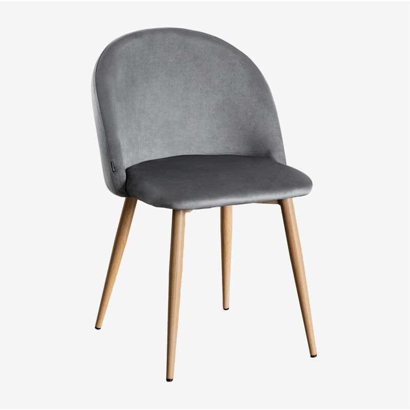 

PACK 2 Sillas de Comedor en Terciopelo Kana SKLUM - Madera Natural Gris